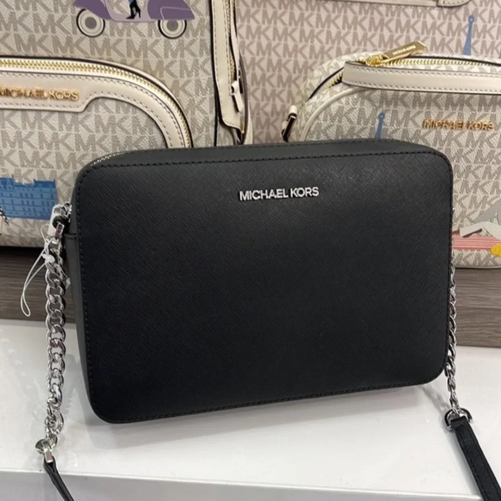 Michael Kors Jet Set Item Large East West Zip Crossbody Leather Black - Picture 4 of 16